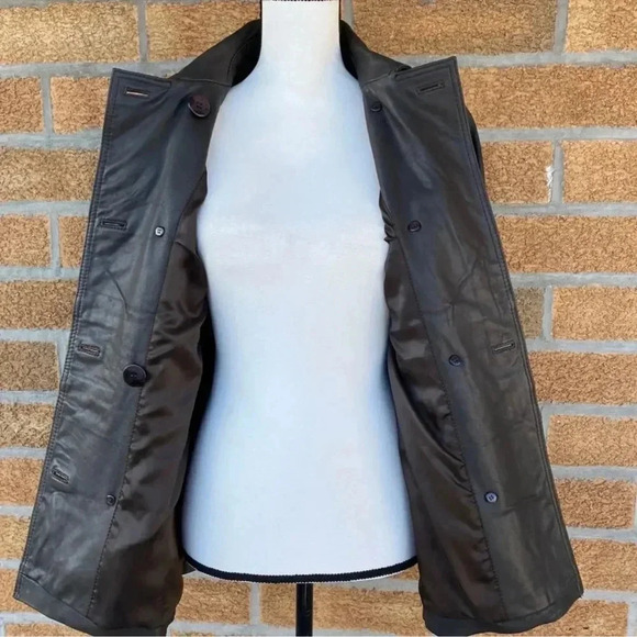 REISS double breasted leather jacket Sz 10 - Picture 13 of 16